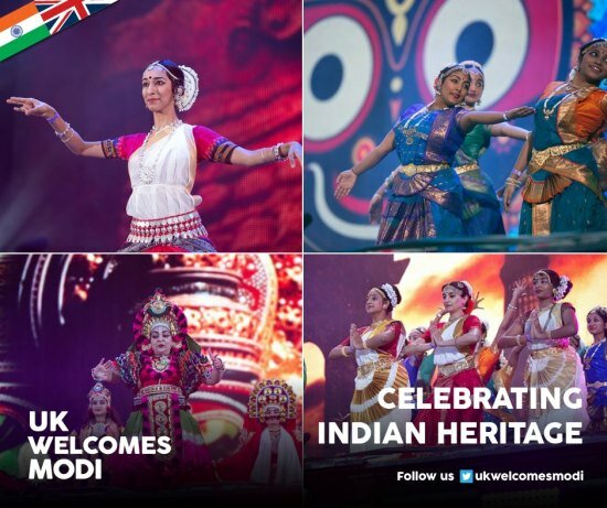 Narendra Modi UK visit 2015: Pics of electric atmosphere at Wembley Stadium for 'UKWelcomesModi' community reception Celebrating India's cultural richness - Kathak, Kuchipudi, Oddisi, KathakKali performed on stage by a mix of troupes at Wembley for the Indian PM